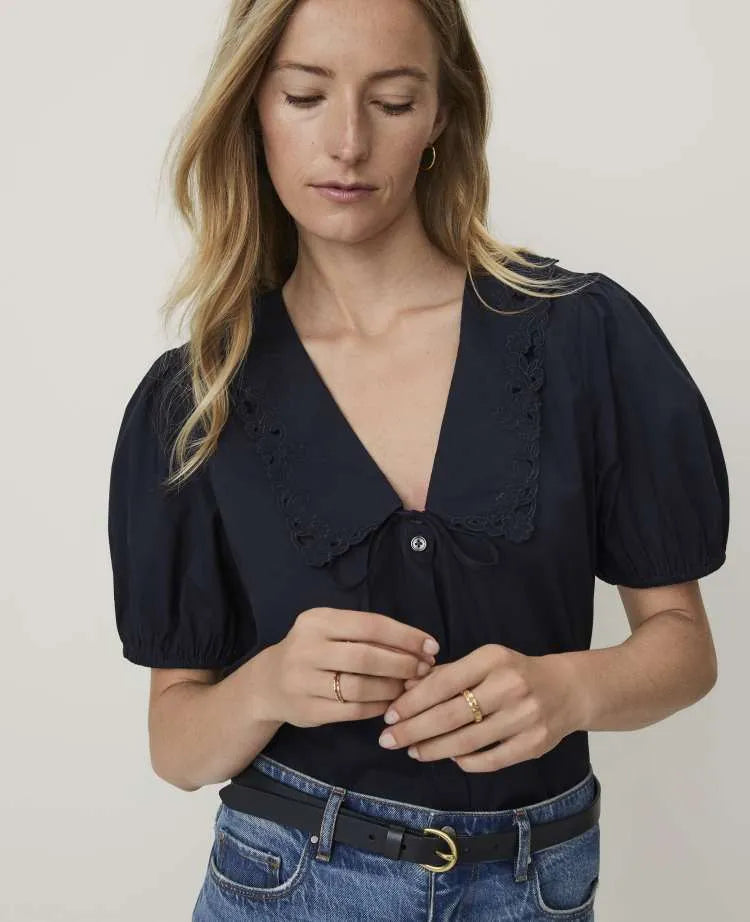 Weekend Embroidered Collar Blouse