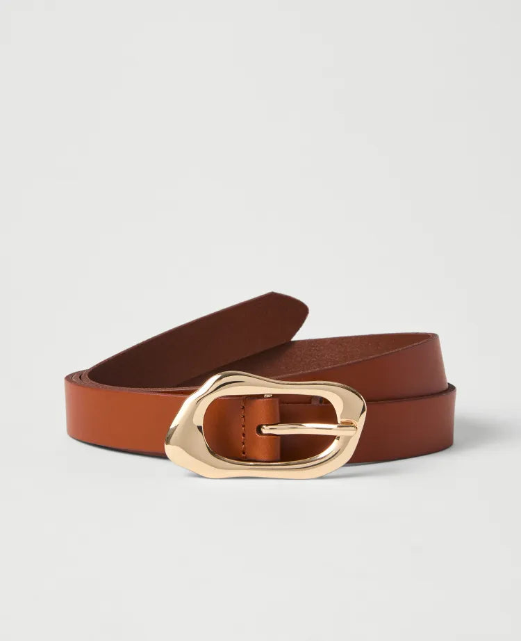 Leather Sculptural Buckle Belt
