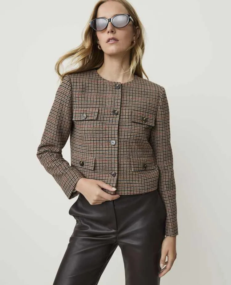 The Crew Neck Jacket in Houndstooth