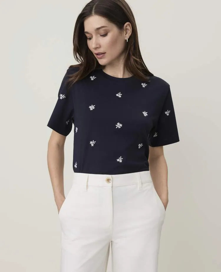 Petite Weekend Embroidered Relaxed Tee