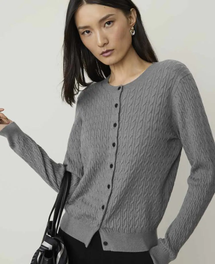 Cable Crew Neck Cardigan