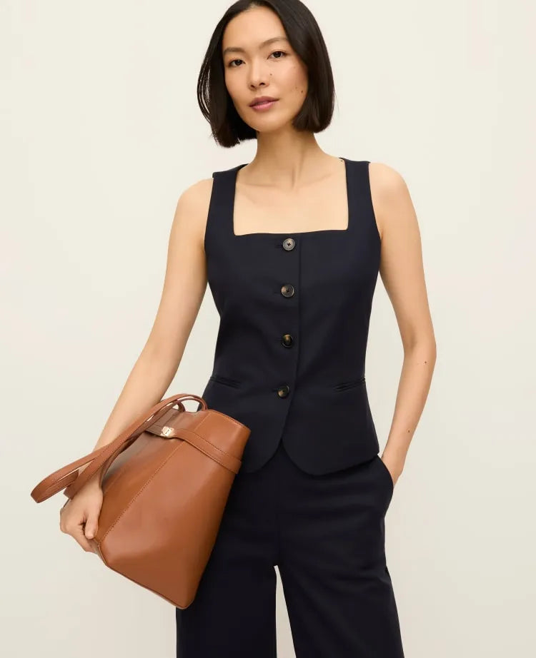 The Cutaway Square Neck Vest in Doubleweave