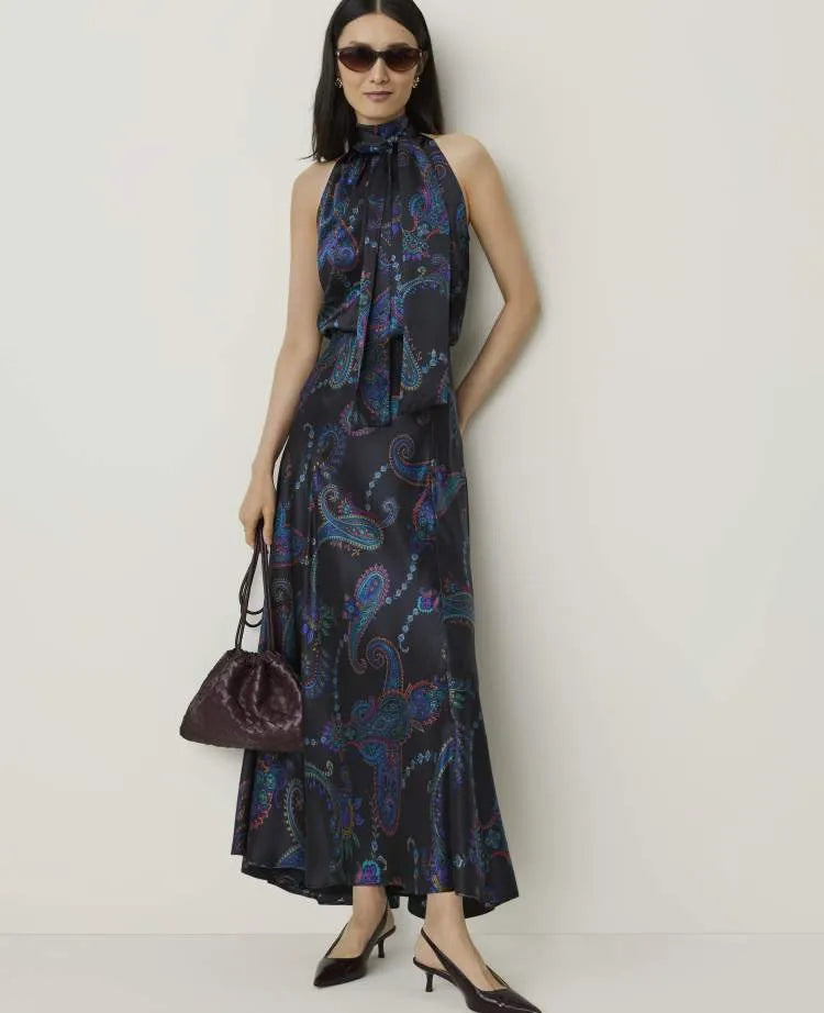 Studio Collection Paisley Flare Maxi Skirt in Silk