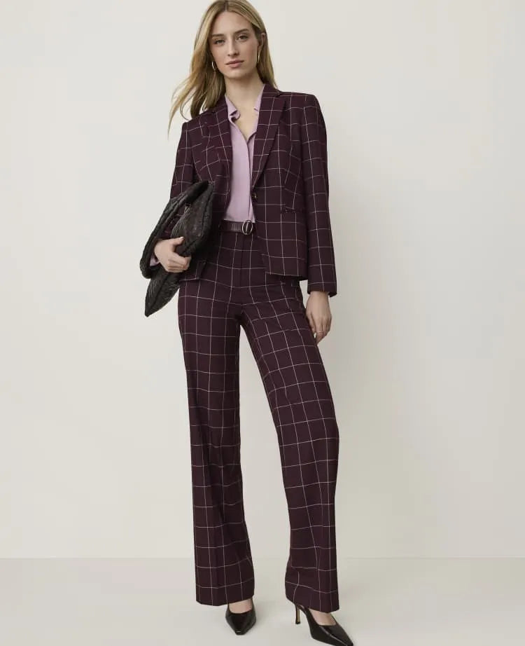 The Windowpane High Rise Straight Pant