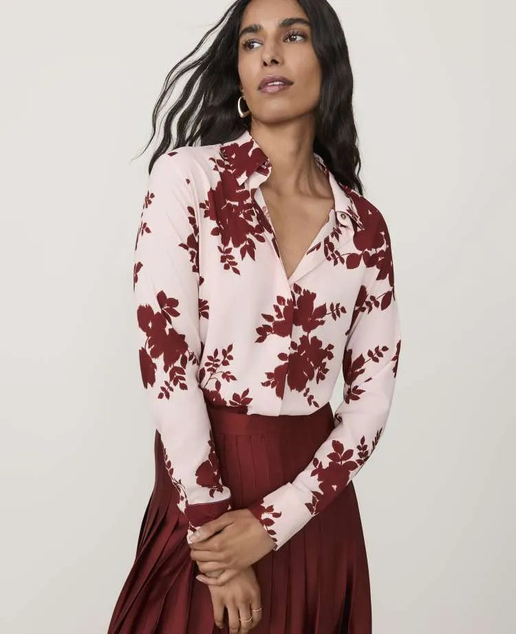 Petite Floral Modern Shirt in Satin