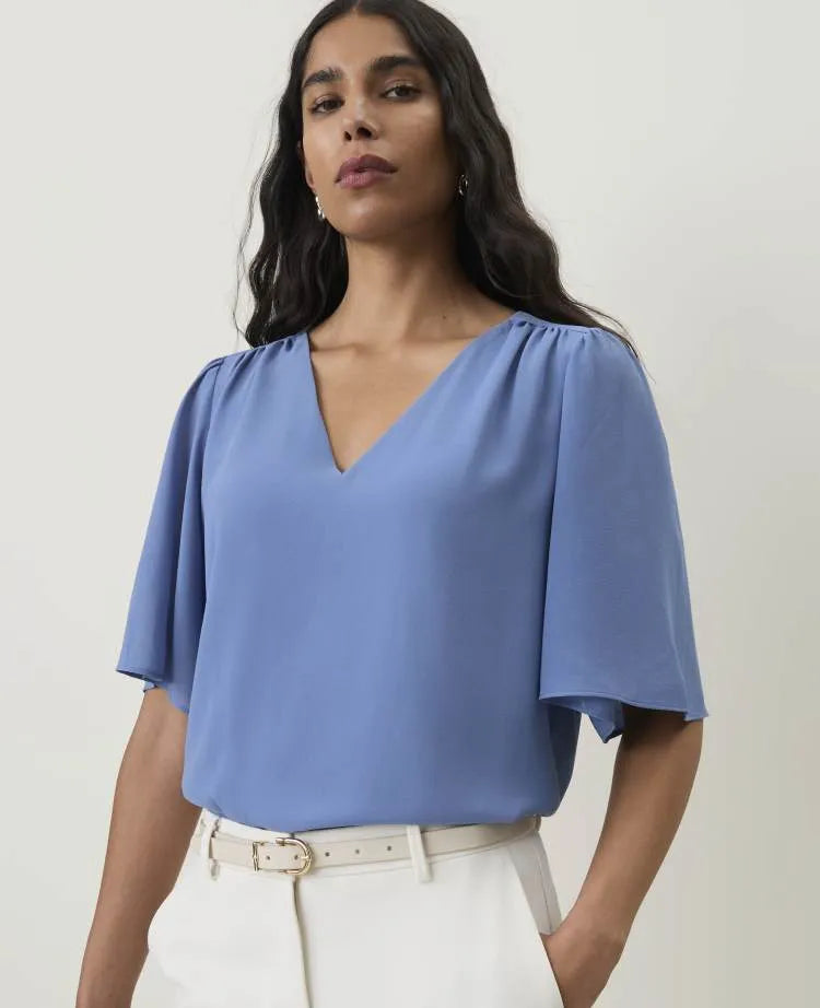 Flutter Sleeve V-Neck Popover