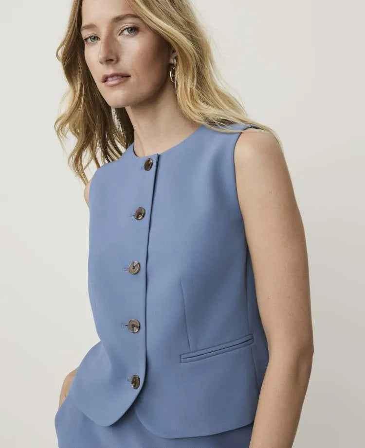 The Petite Cropped Vest in Fluid Crepe