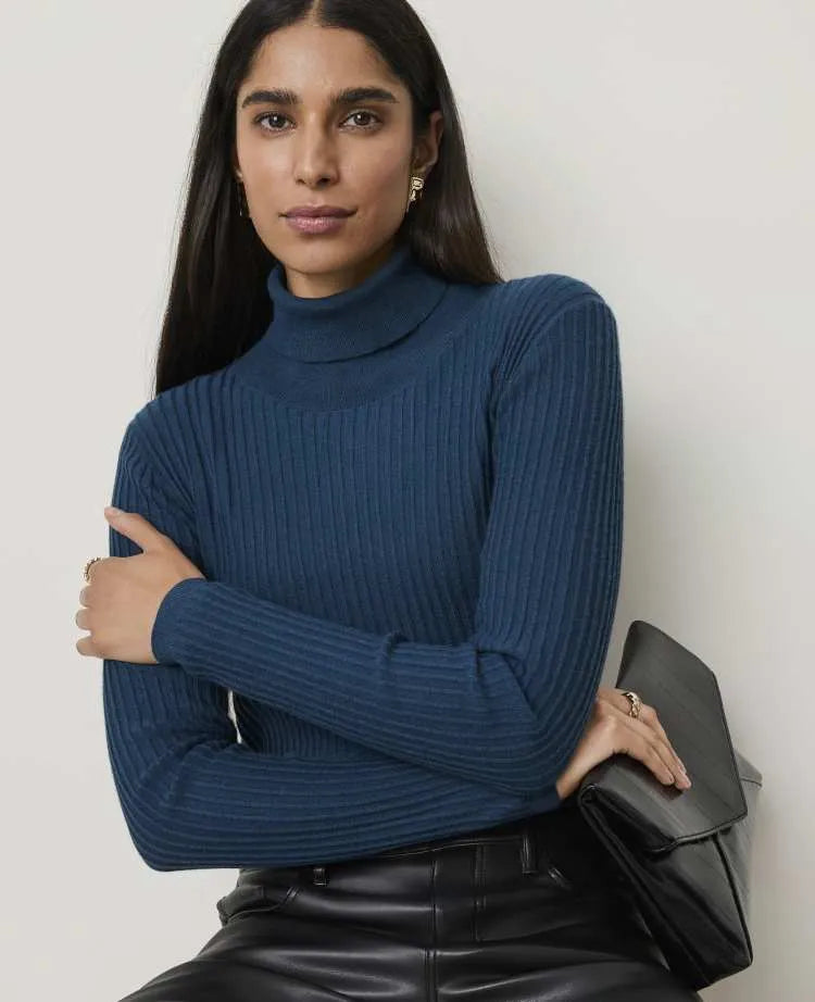 Petite Ribbed Turtleneck Sweater