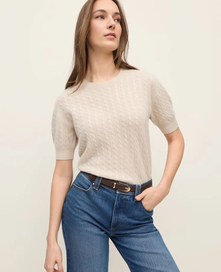 Cashmere Cable Stitch Wedge Tee