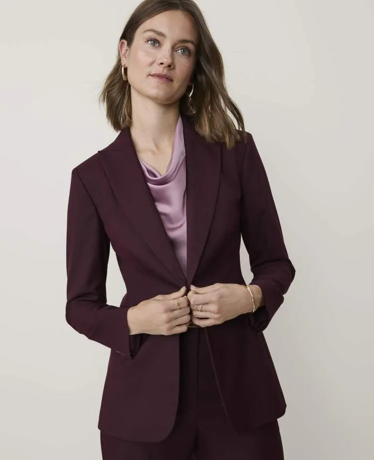 The Petite Fitted Long Blazer in Classic Canvas