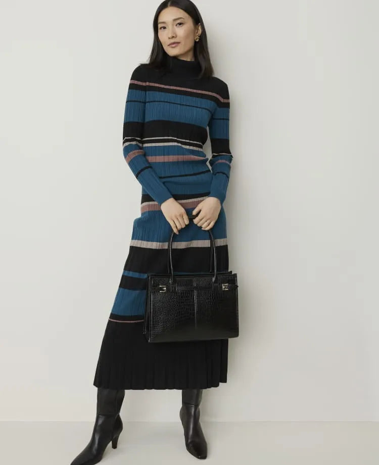 Colorblock Ribbed Sweater Skirt