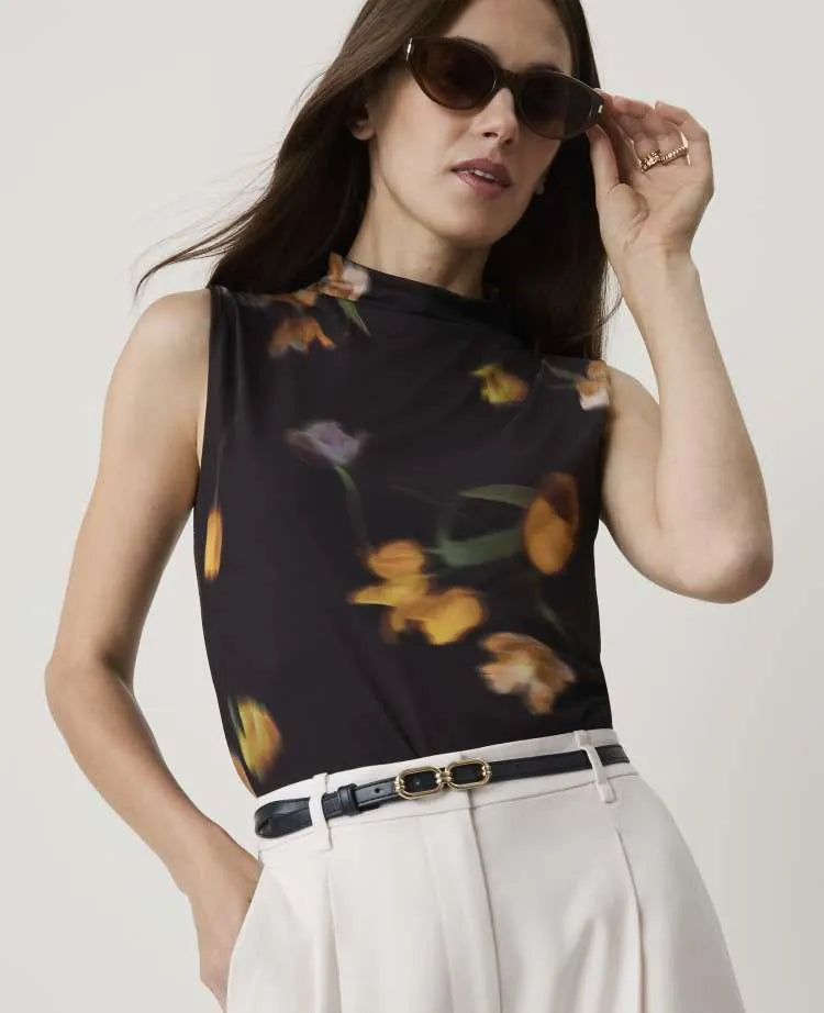 Floral Mock Neck Tank Top
