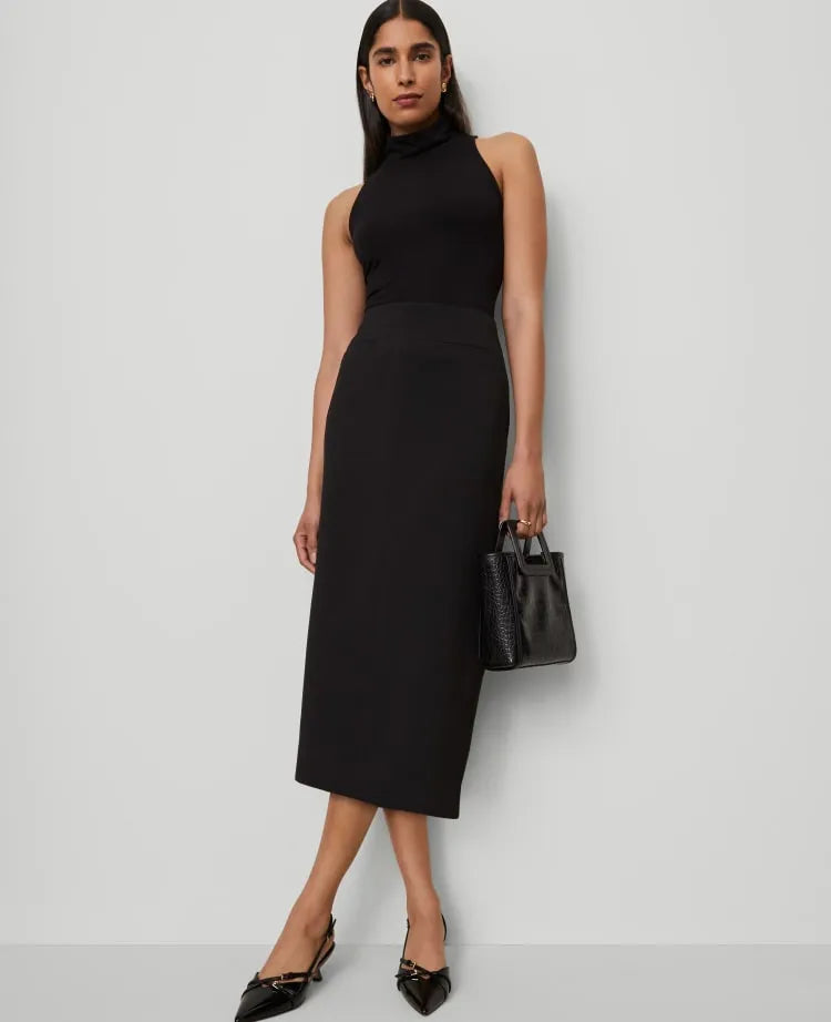 Fluid Crepe Pocket Midi Skirt