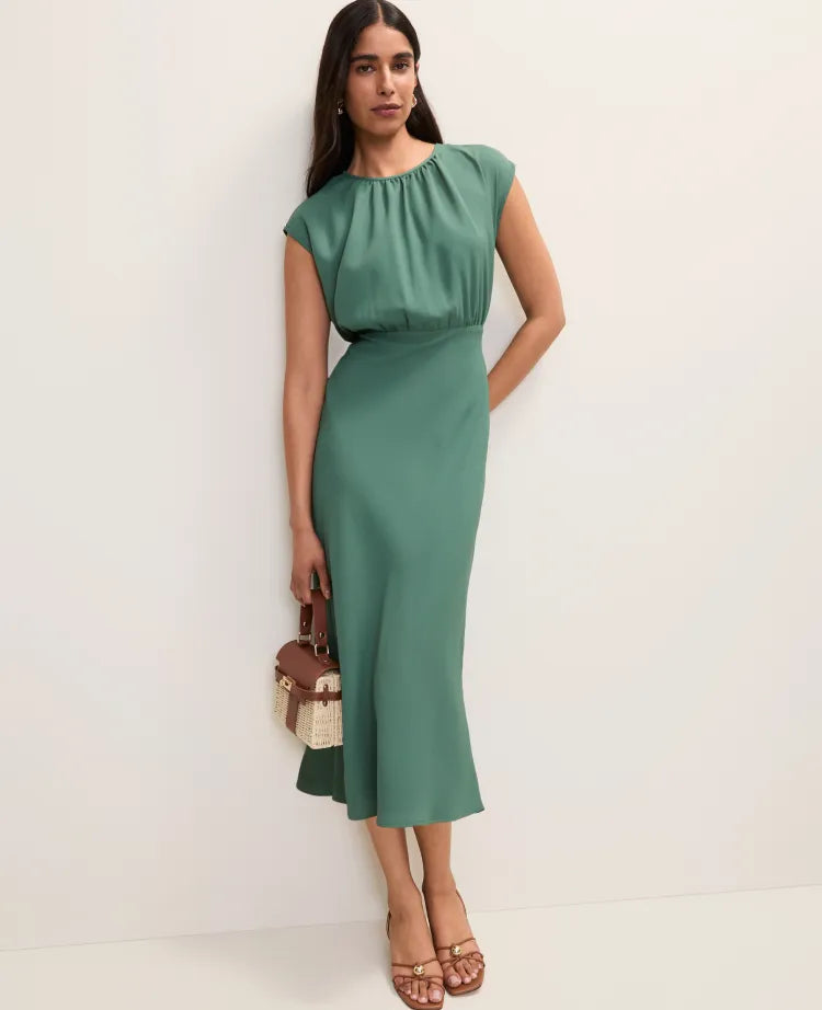 Petite Gathered Midi Dress