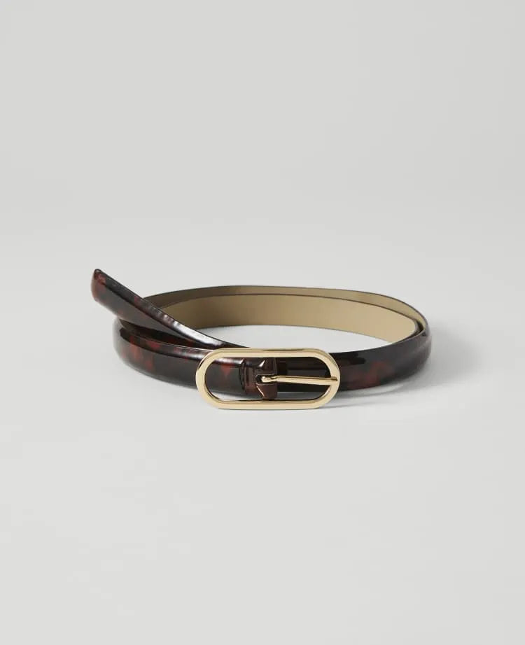 Skinny Tortoiseshell Print Belt