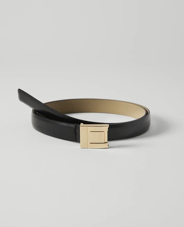 Leather Double Square Buckle Belt
