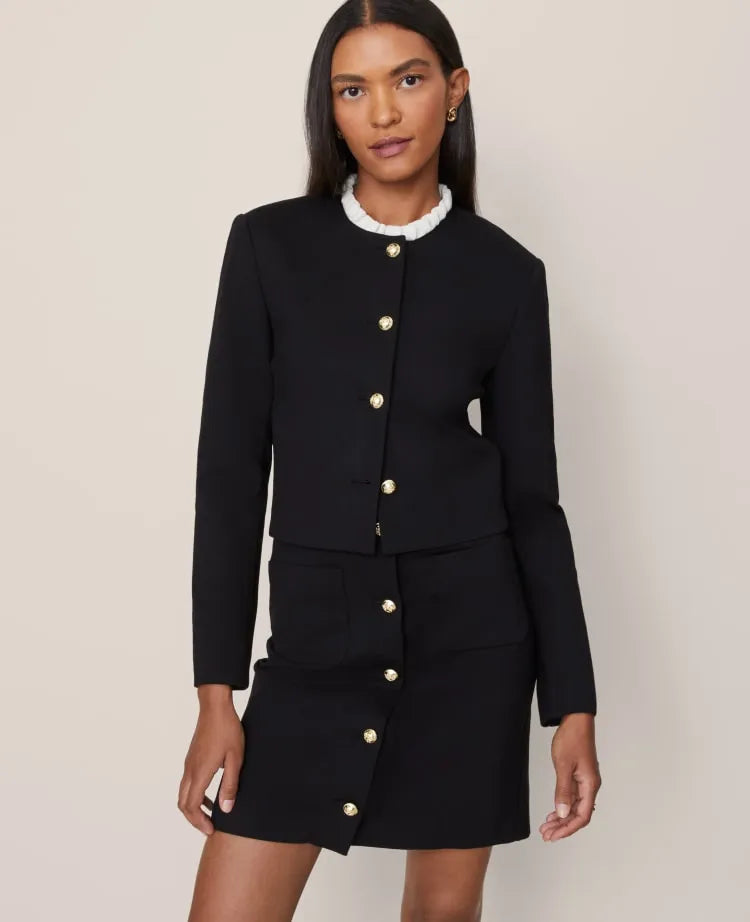 The Petite Crew Neck Jacket in Ponte