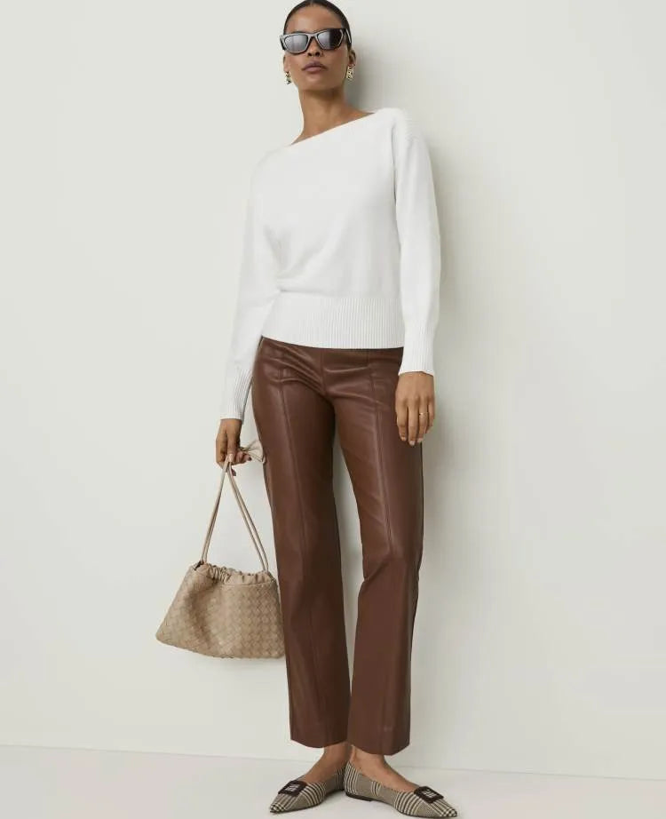The Side Zip Ankle Pant in Faux Leather