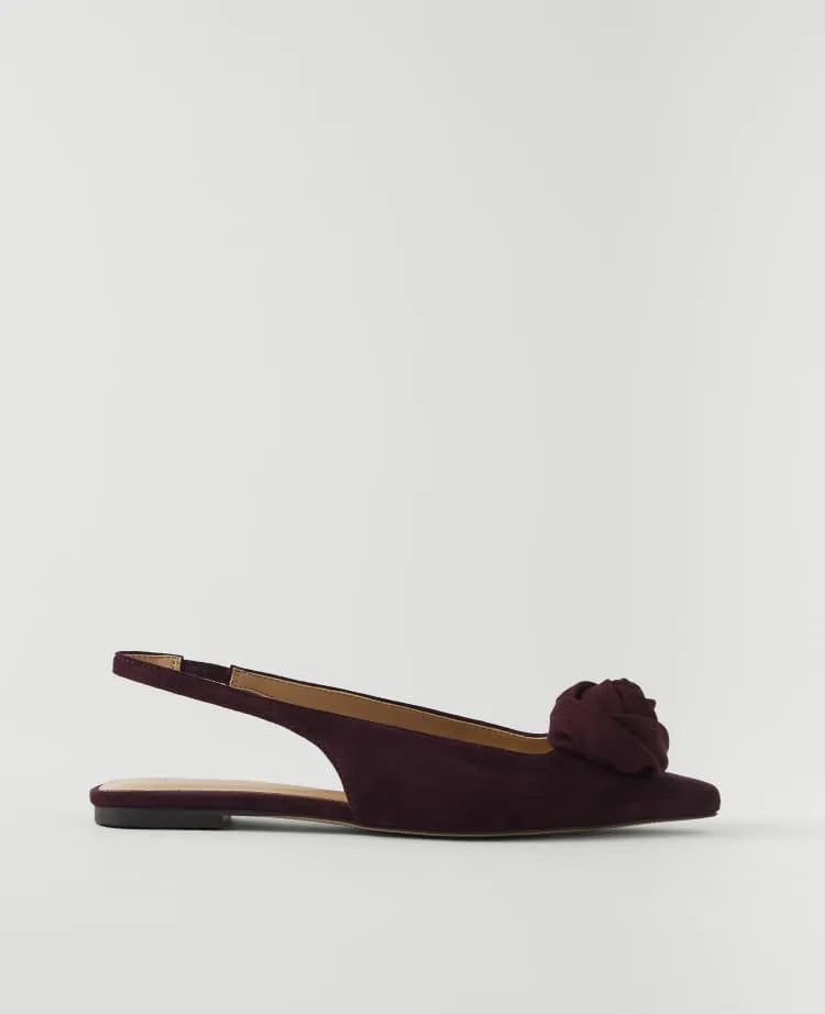 Suede Rosette Slingback Flat