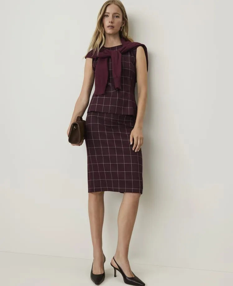The Windowpane Pencil Skirt