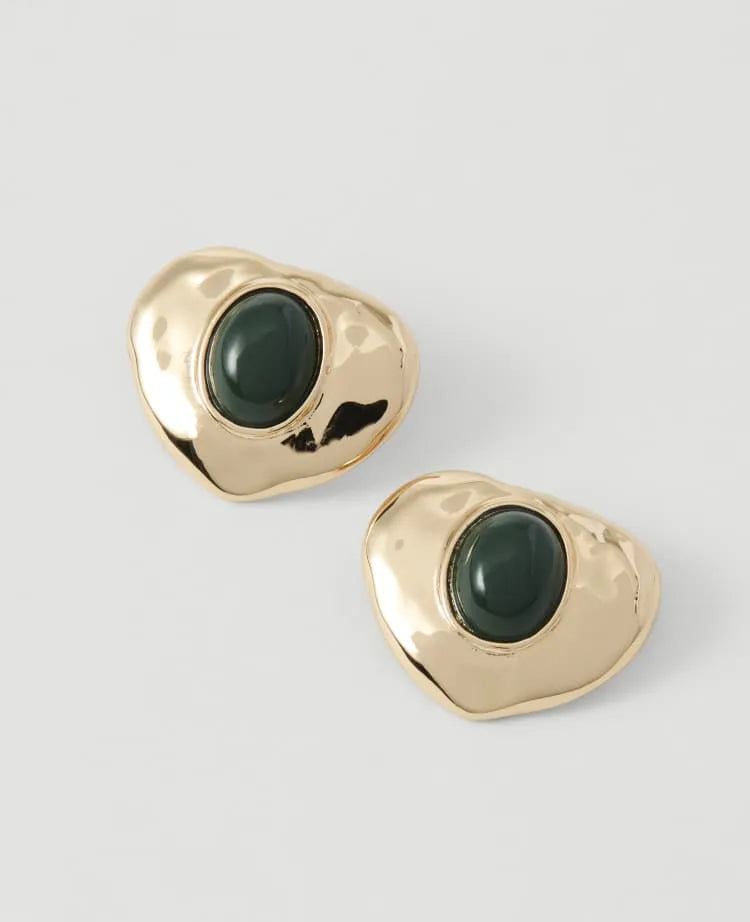 Textured Heart Stone Stud Earrings