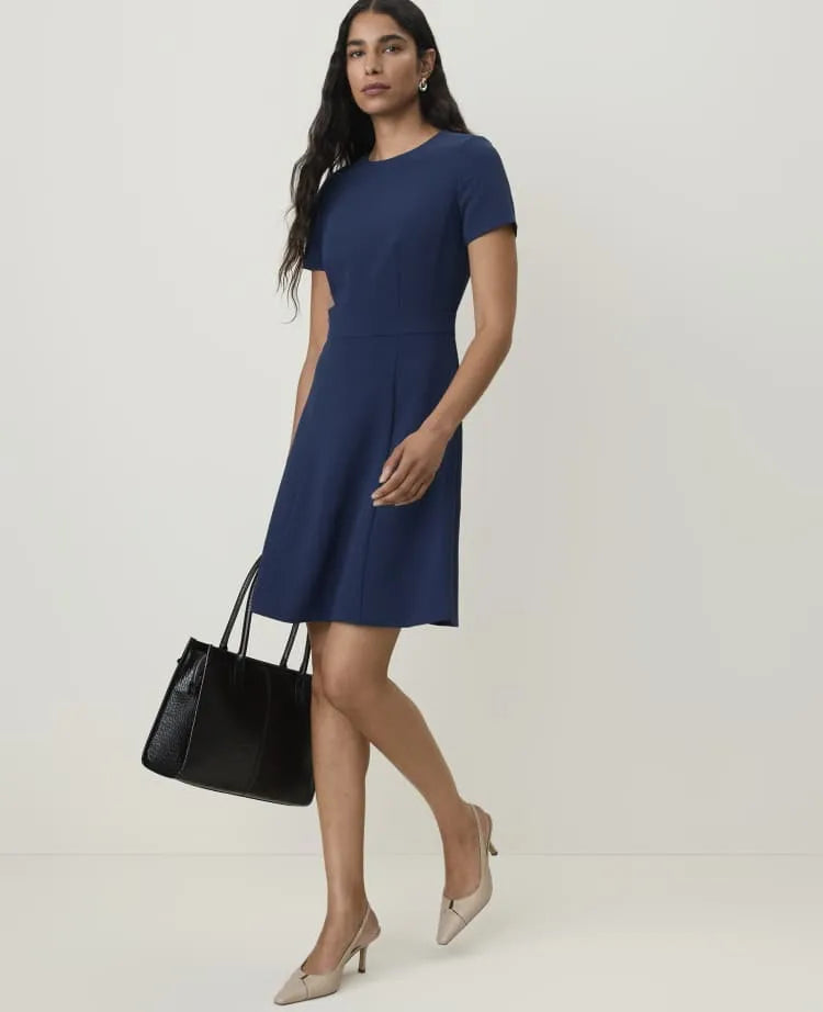 The Petite Flare Dress in Fluid Crepe