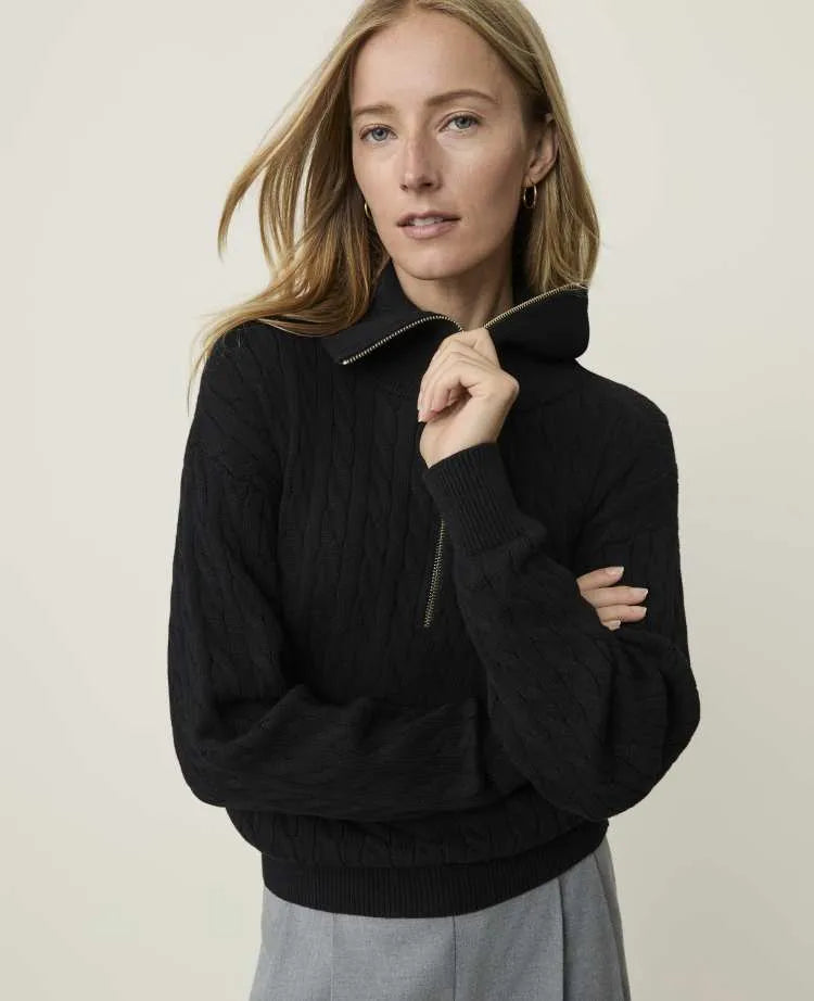 Weekend Cable Half Zip Sweater