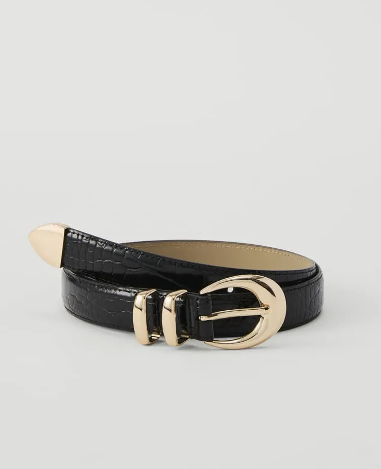 Croco Oval Buckle Belt