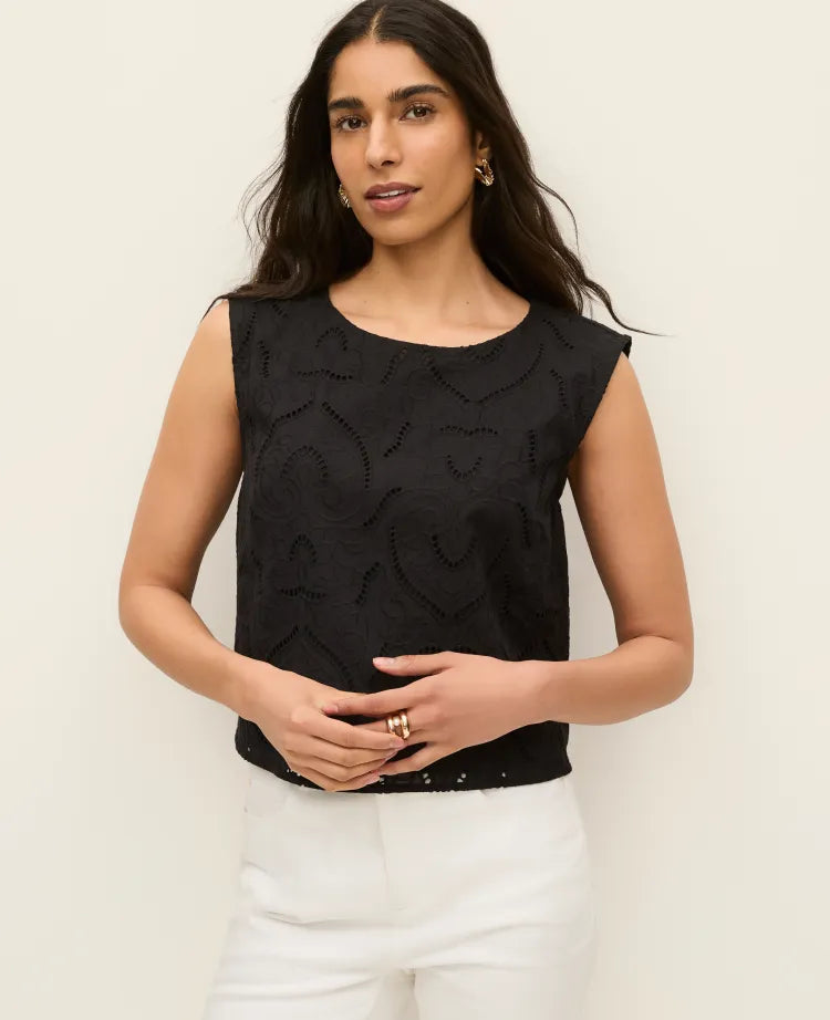 Petite Eyelet Cropped Top