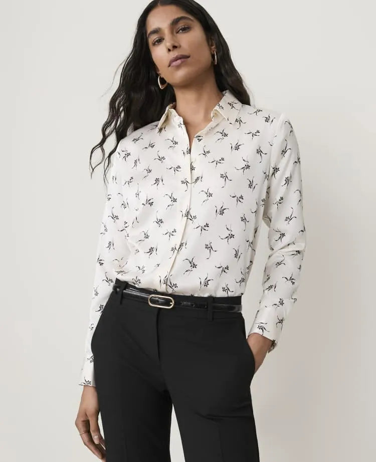 Petite Floral Modern Shirt in Satin