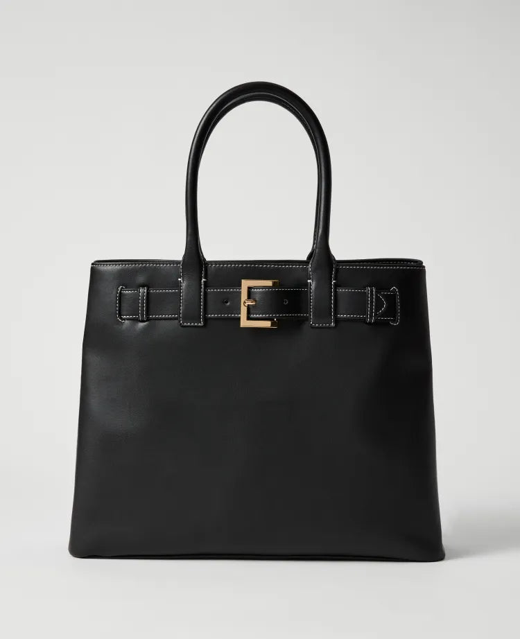 Belted Leather Tote