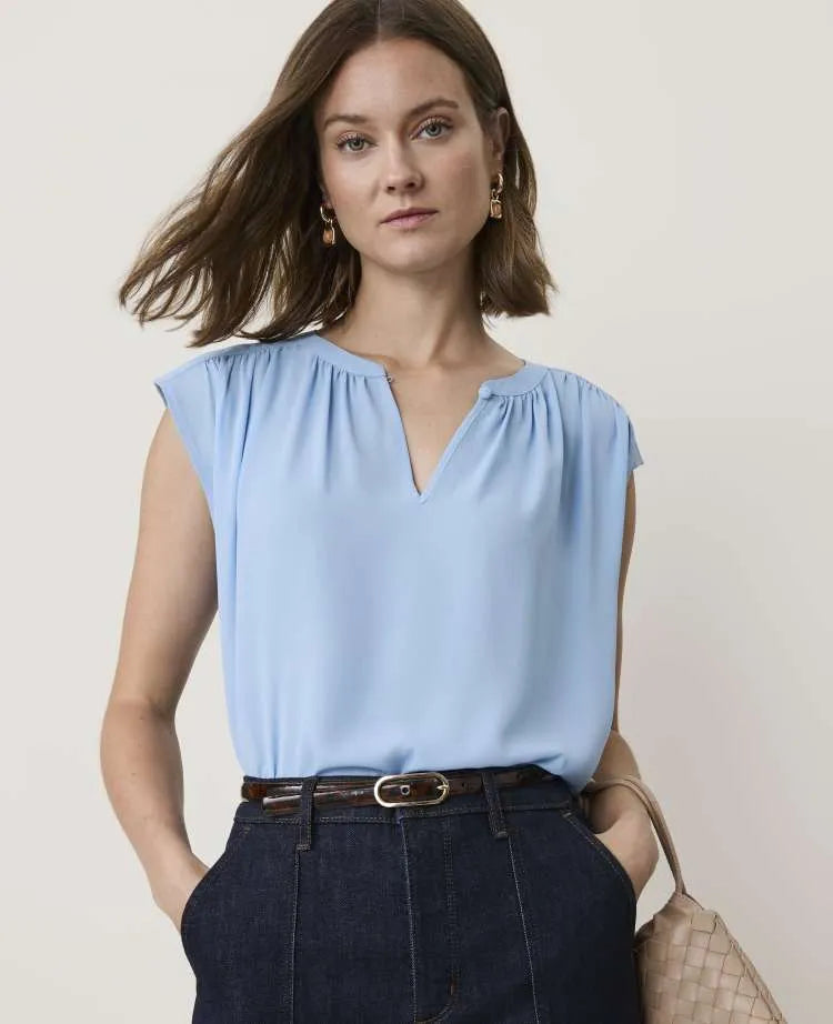Mixed Media Keyhole Sleeveless Top