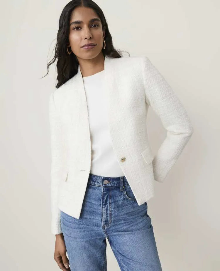 The Single Button Collarless Blazer