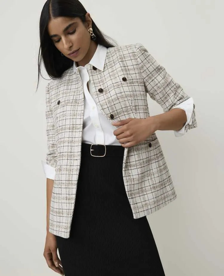 Plaid Split Hem Jacket