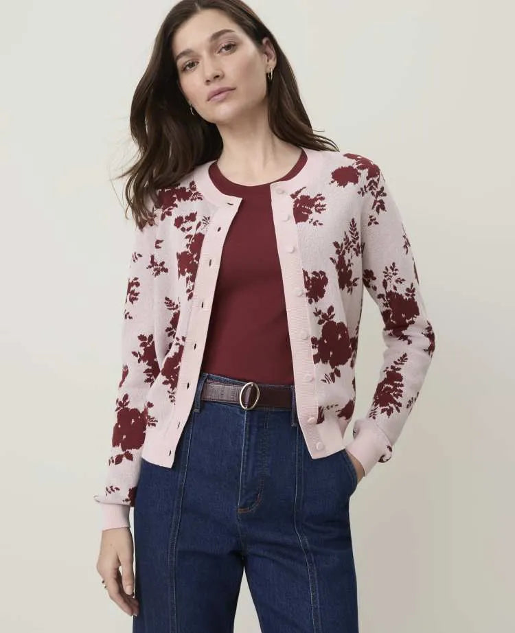 Petite Floral Jacquard Cardigan