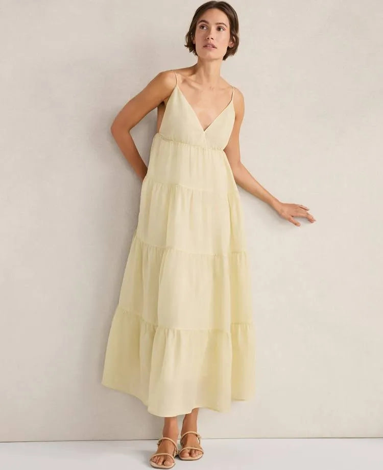 Haven Well Within Ramie Blend Tiered Maxi Dress