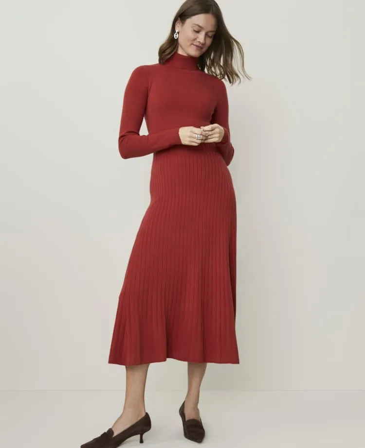 Ribbed Turtleneck Sweater Dress