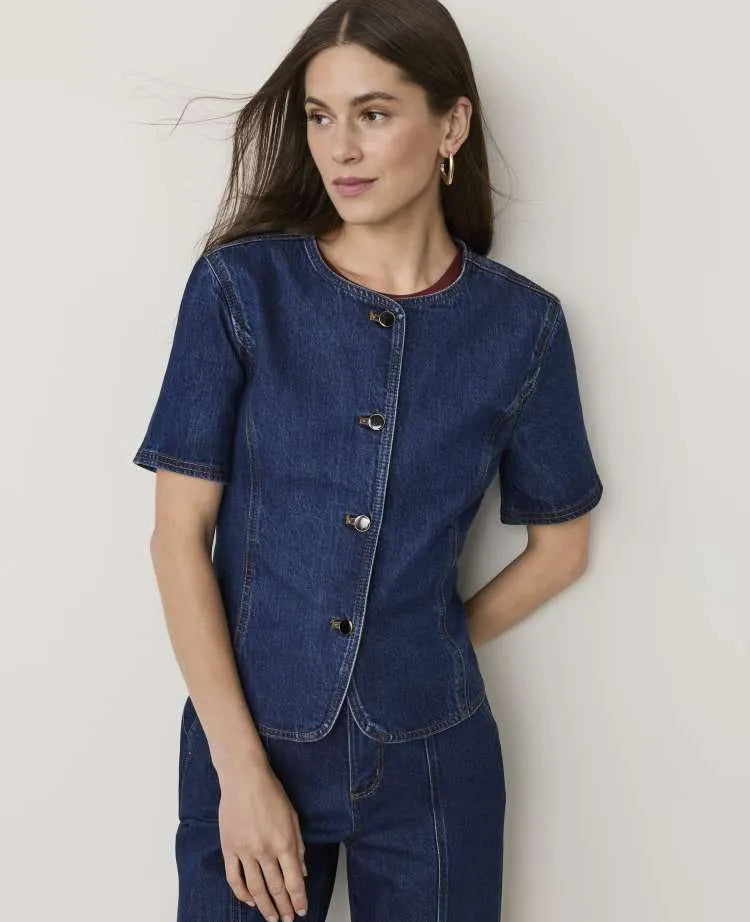 Petite Short Sleeve Denim Jacket