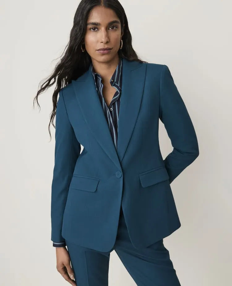 The Fitted Long Blazer in Classic Canvas