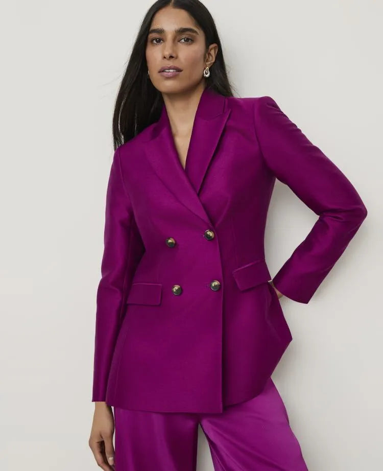 Studio Collection Long Double Breasted Blazer in Silk