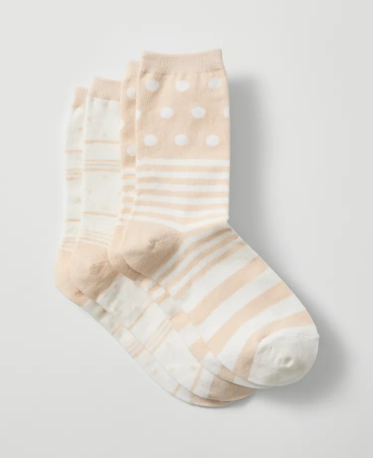 Striped and Dotted Crew Sock Set