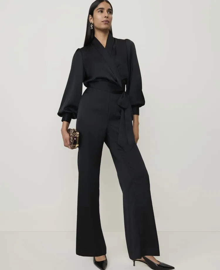 The Side Zip Pant in Satin