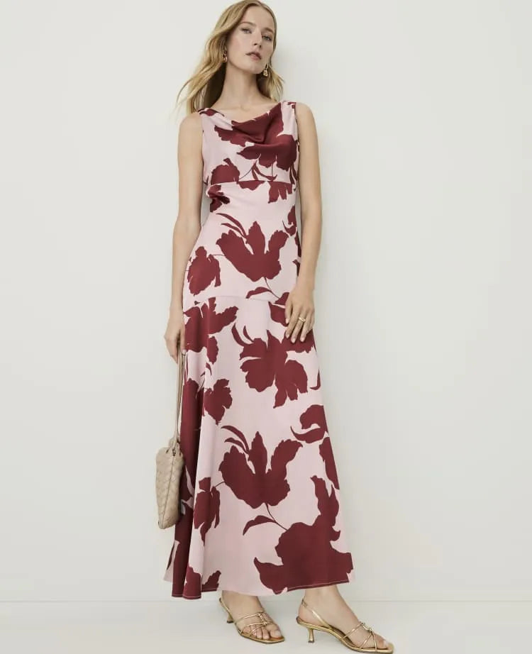 Floral Cowl Neck Maxi Dress