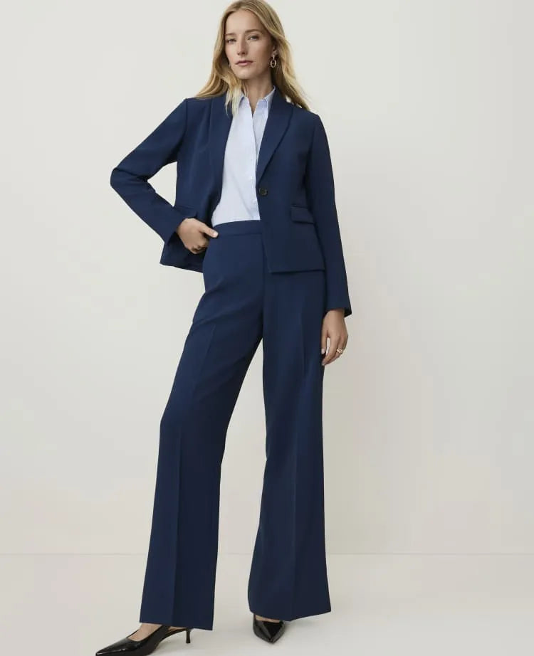 The Petite Side Zip Wide-Leg Pant in Fluid Crepe