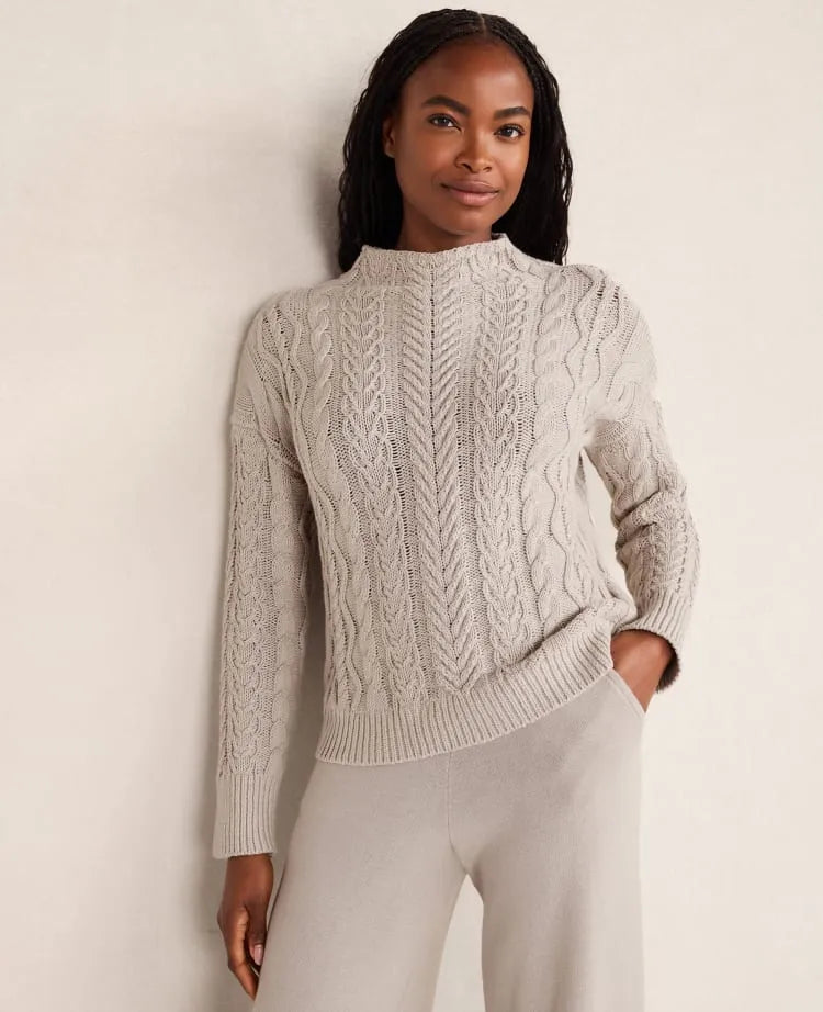 Haven Well Within Organic Cotton Cable Mock Neck Sweater