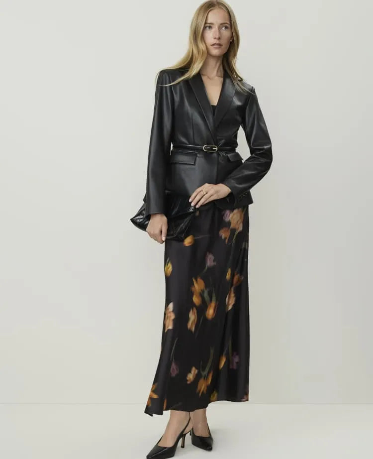 Petite Floral Bias Flare Maxi Skirt