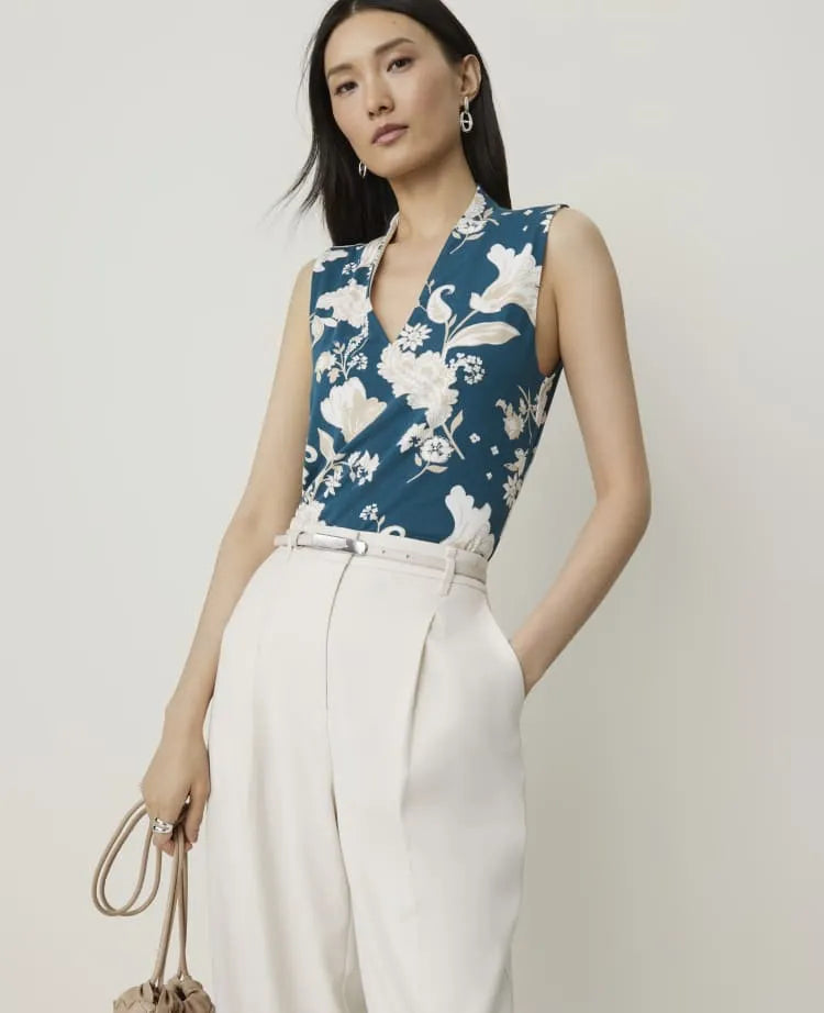 Petite Paisley V-Neck Tank Top