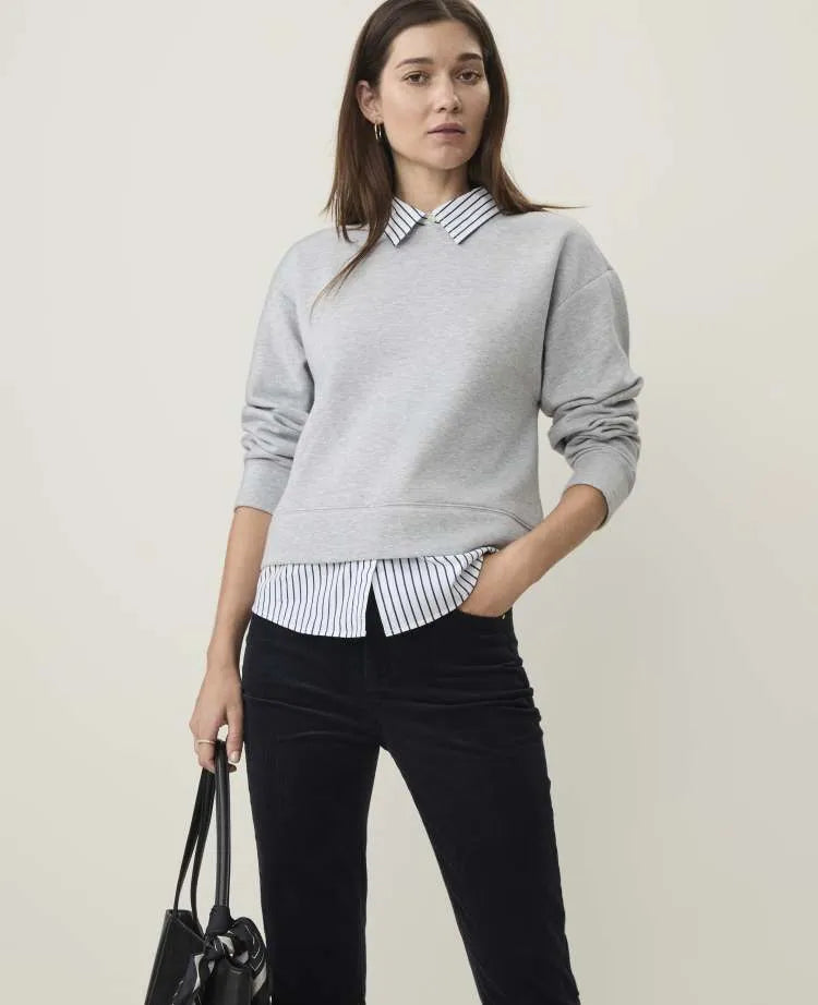 Weekend Collared Mixed Media Sweatshirt