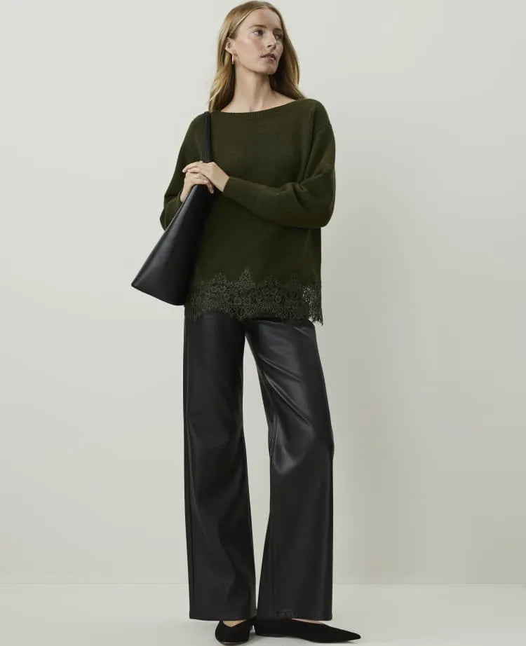 The Petite Wide-Leg Pant in Faux Leather