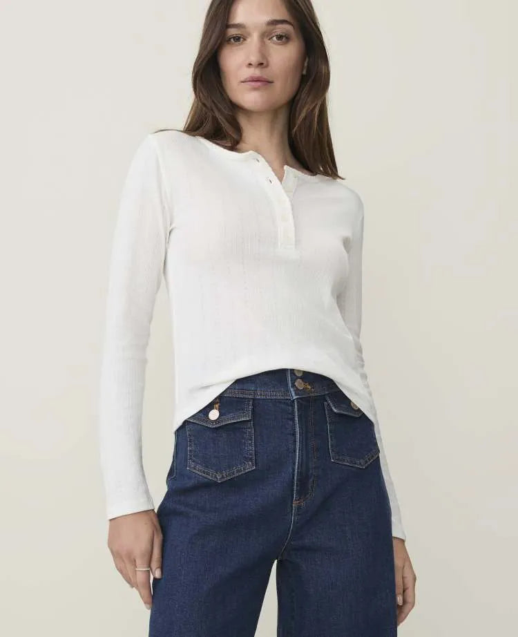 Petite Weekend Pointelle Henley Top